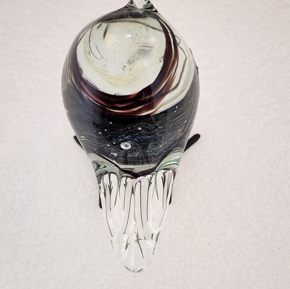 Mouth Blown Glass Bird Made By Hand Purple Swirl - Picture 5 of 12